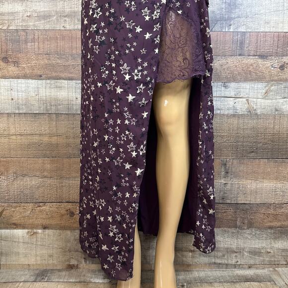 House of Harlow x Revolve Edie Purple Star Print Maxi Lace Wrap Dress Size Small - Picture 3 of 12